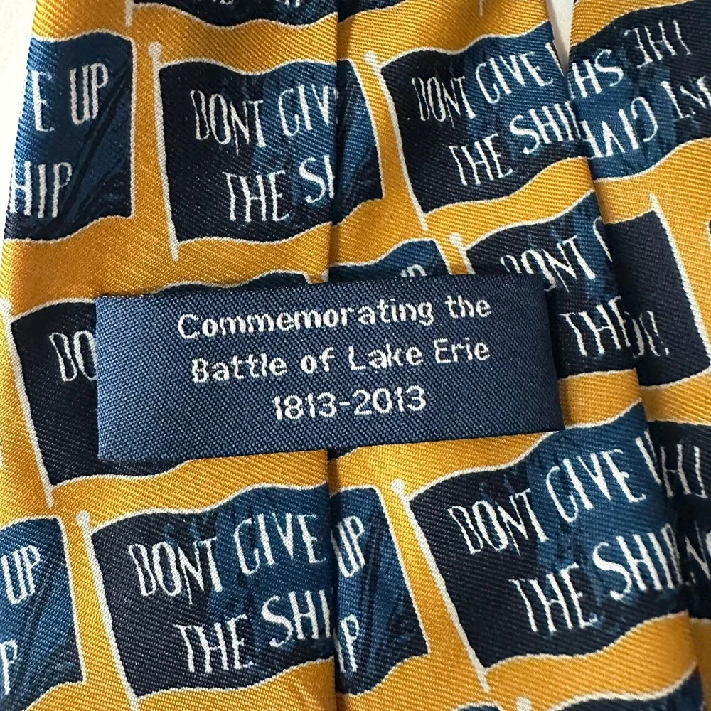 Battle of Lake Erie Dont Give Up The Ship Commemorative Tie Navy Yellow Nautical